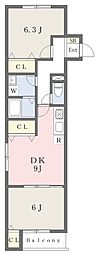 オーパス茨木 2DKの間取図画像
