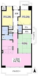 ルイ・シャンス2 3LDKの間取図画像
