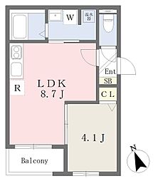 グラシェス大和田 1LDKの間取図画像