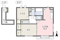 Casa Olive 2LDKの間取図画像