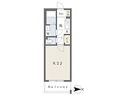ラヴィベール京都室町 1Kの間取図画像