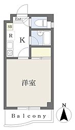 ヴィル・ヌーブS 1Kの間取図画像