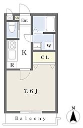 Bonheur御池 1Kの間取図画像