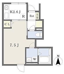 タウンハウス千住仲町 1Kの間取図画像