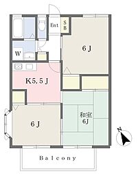 ホワイトハウス弐番館 3Kの間取図画像