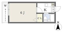 エレガンス綾瀬サード 1Kの間取図画像