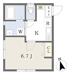 プラセール北綾瀬 1Kの間取図画像