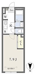 ヒルズ東綾瀬 1Kの間取図画像