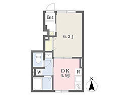 フラーリッシュ 1DKの間取図画像