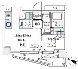 シーズンフラッツ町屋 1LDKの間取図画像