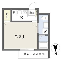 グランシャレー綾瀬駅前 1Kの間取図画像