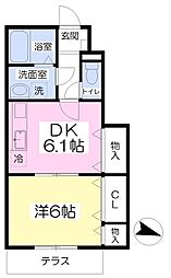ヴェルドミール 1DKの間取図画像