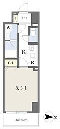 セブンフラワー 1Kの間取図画像