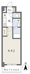 リリーオブザヴァリー 1Kの間取図画像