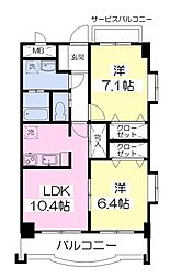 メインステージヴィラ 2LDKの間取図画像
