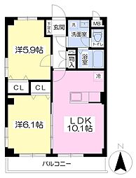 アレグリーアK 2LDKの間取図画像