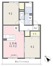 コゥジィーコートE 2LDKの間取図画像