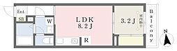 ウィステリアヒルズ壱番館 1LDKの間取図画像