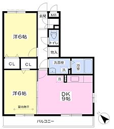 ルーチェ泉2 2DKの間取図画像