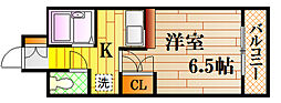 ESTATEBENEFIT5フルタ 1Kの間取図画像