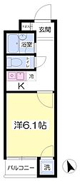 ツヰスト多摩川 1Kの間取図画像