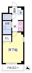 パークハイツナカムラ 1Kの間取図画像