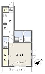 新町サイト 1Kの間取図画像