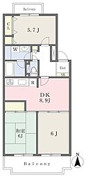 サンハイツシンデン 3DKの間取図画像