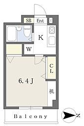 台長ビルサンルミエール 1Kの間取図画像
