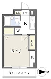 台長ビルサンルミエール 1Kの間取図画像
