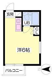 ハイツ甲東パート2 ワンルームの間取図画像