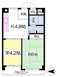 甲東園エクセル 2Kの間取図画像