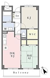 レジェンド甲東園 2DKの間取図画像
