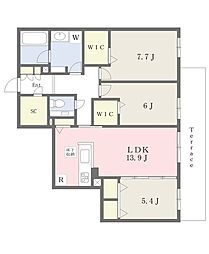シャーメゾンGrace芦屋 3LDKの間取図画像