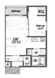 シャレー尼崎 1LDKの間取図画像