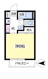 グリーンハイツ天道 ワンルームの間取図画像