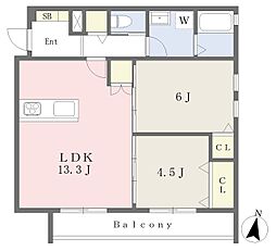 キナリエ園田 2LDKの間取図画像