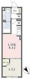 グローリオシェルト高田馬場 1LDKの間取図画像