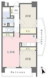 クルーセ小滝橋 2LDKの間取図画像