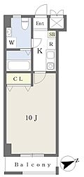 プランシュメゾン新宿 1Kの間取図画像