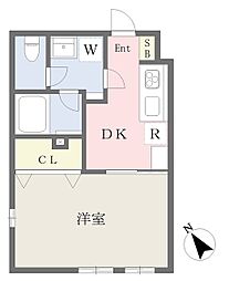 レーヴレジデンス市ヶ谷 1DKの間取図画像