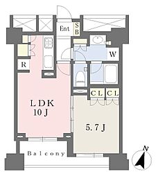 シティタワー九段下 1LDKの間取図画像