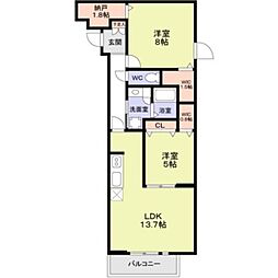 練馬区早宮2丁目マンション 2LDKの間取図画像