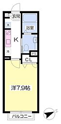 カリーノハイム 1Kの間取図画像