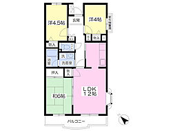 UR都市機構コーポレート港南丸山台 3LDKの間取図画像