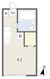 パインヴィレッジ 1Kの間取図画像