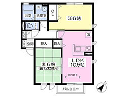 サンライズヒルA 2LDKの間取図画像