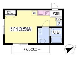 イーストバレーA ワンルームの間取図画像