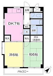 グレース丸幸港南台 2DKの間取図画像
