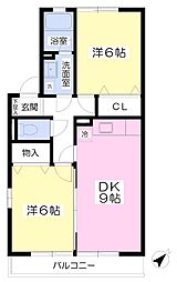セントラル港南台 2DKの間取図画像